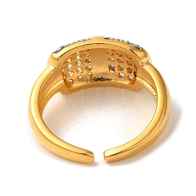 Brass Micro Pave Cubic Zirconia Cuff Rings for Women RJEW-G325-11E-GP-1