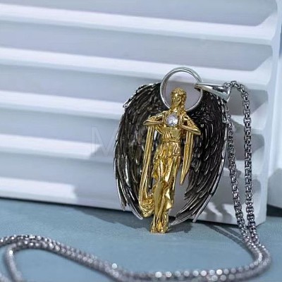 Vintage Alloy Goddess with Angel Wings Pendant Necklaces WG7F3ED-01-1