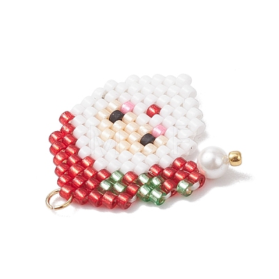 Christmas Themed Glass Seed Beaded Pendants PALLOY-MZ00868-01-1