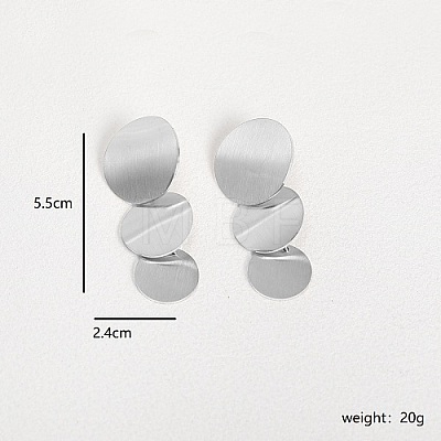 Brushed Round Stainless Steel Dangle Stud Earring XW5128-2-1