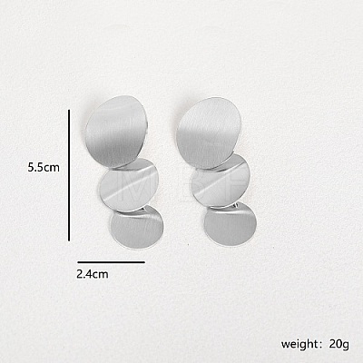 Non-Tarnish Brushed Round Stainless Steel Dangle Stud Earring XW5128-2-1