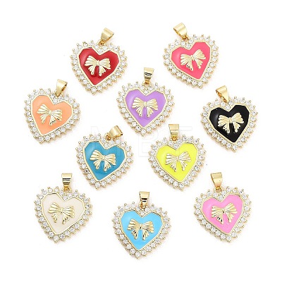 Rack Plating Brass Micro Pave Cubic Zirconia Pendants KK-Z064-05G-1