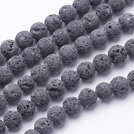 Unwaxed Natural Lava Rock Bead Strands G-F309-4mm-1