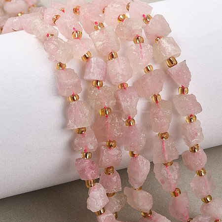 Raw Rough Natural Madagascar Rose Quartz Beads Strands G-D101-A14-1