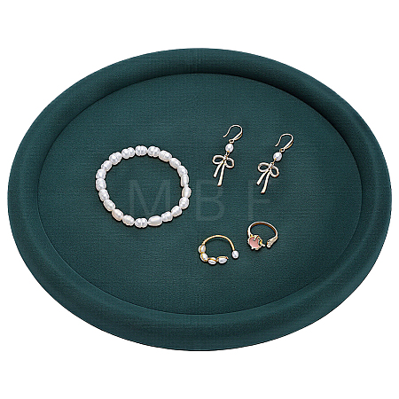 Round MDF Covered with Velvet Jewelry Organizer Display Trays ODIS-WH0099-224-1