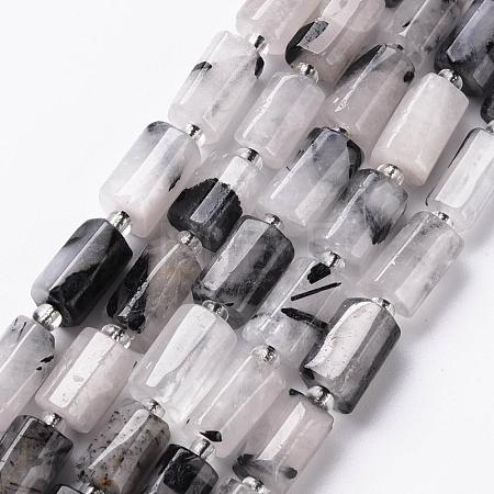 Natural Black Rutilated Quartz Beads Strands X-G-S345-8x11-010-1