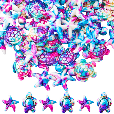 100Pcs 2 Styles Synthetic Turquoise Dyed Beads Strands G-SC0002-89B-1