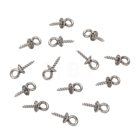 Non-Tarnish 304 Stainless Steel Screw Eye Pin Peg Bails X-STAS-E076-05-1