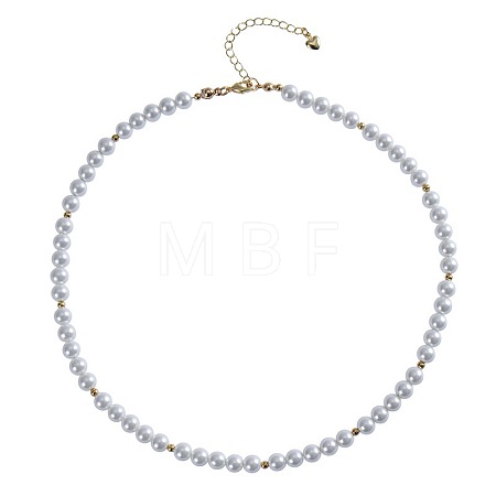 Bohemian 5mm Shell Pearl Round Beaded Necklaces for Women MF9684-10-1