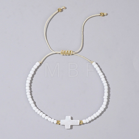 Glass Seed Beads & Brass Braided Beaded Bracelets LS-TV0952-10-1