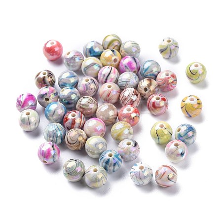 AB Color Wave Printed Acrylic Beads MACR-Q151A-M-1