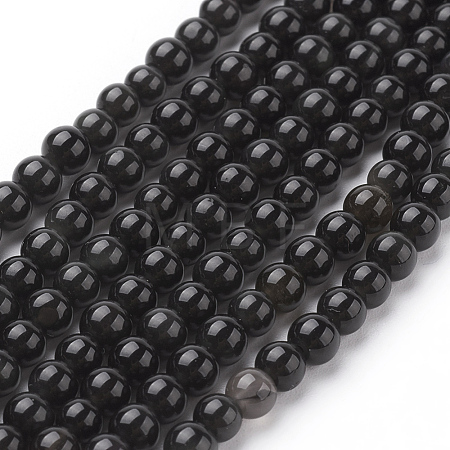 Natural Obsidian Round Beads Strands G-G735-19-4mm-1