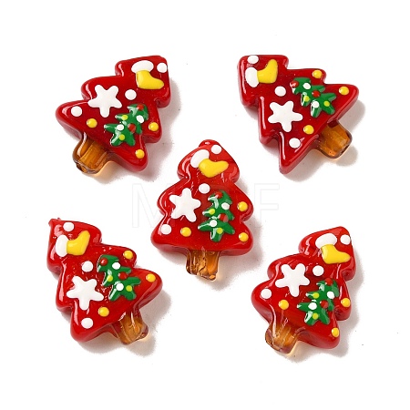 Christmas Theme Handmade Lampwork Beads X-LAMP-G162-06B-1