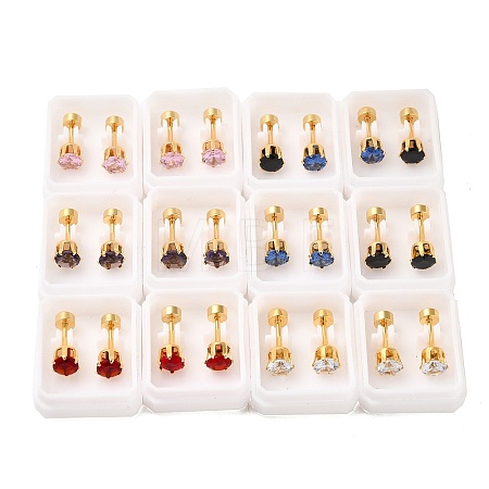 Flat Round Glass Ear Fake Plugs EJEW-H105-22G-C-1