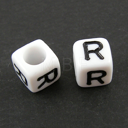 Letter Acrylic European Large Hole Beads OPDL-R050-10mm-R-1