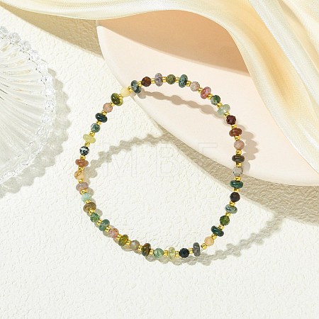 Natural Indian Agate & Glass Seed Beaded Stretch Bracelets for Women Men BJEW-JB13939-1