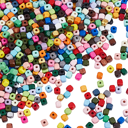 Spray Painted Wooden Beads WOOD-PA0001-53C-1