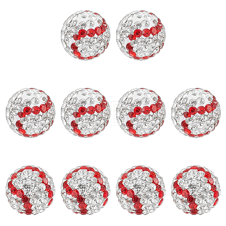 10Pcs Handmade Polymer Clay Rhinestone Beads CLAY-OC0001-13-1