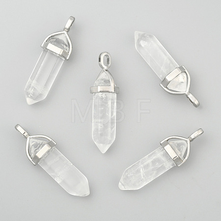 Natural Quartz Crystal Double Terminated Pointed Pendants X-G-F295-05P-1