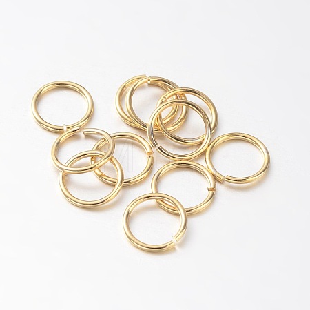 Eco-Friendly PVD Vacuum Plating & Long-Lasting Plated Brass Open Jump Rings X-KK-E663-10mm-G-1
