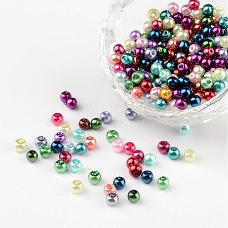 Mixed Glass Pearl Round Beads X-HYC001-1