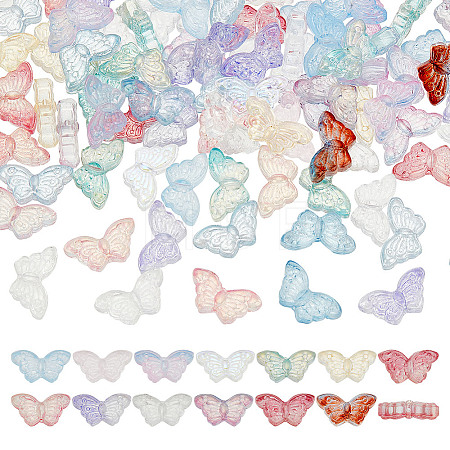 100Pcs Transparent Spray Painted Glass Beads GLAA-HY0001-41-1