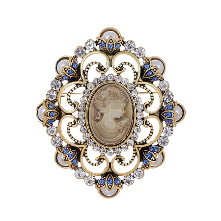 Baroque Style Flower Zinc Alloy Zinc Alloy Rhinestone Brooches PW-WGC517E-01-1