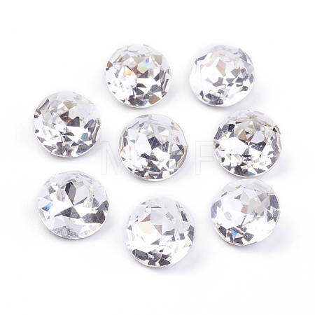 Pointed Back & Back Plated Glass Rhinestone Cabochons RGLA-J012-10mm-001-1