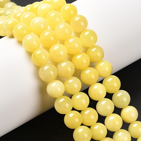 Natural Dyed Yellow Jade Gemstone Bead Strands X-G-R271-8mm-Y06-1
