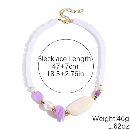 Resin Oval Cube Beaded Necklaces with Alloy End Chains WG28E0B-01-1