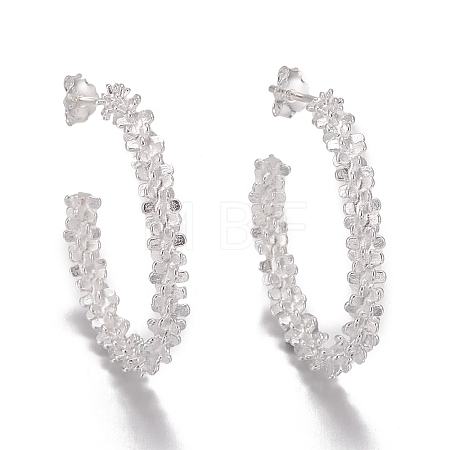 925 Sterling Silver Half Hoop Earrings EJEW-F265-07S-1