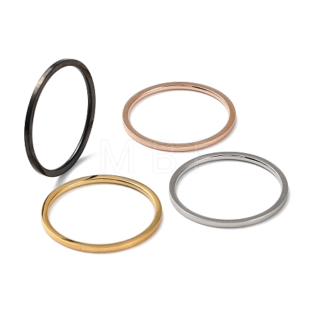 Ion Plating(IP) 304 Stainless Steel Simple Plain Band Finger Ring for Women Men High Polished RJEW-F152-05-1