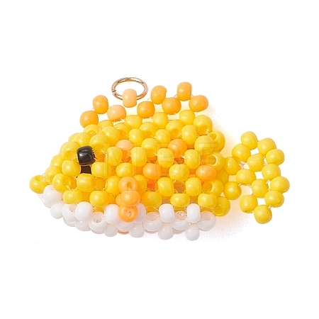 Glass Seed Beaded Fish Pendants PALLOY-MZ01234-03-1
