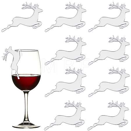 Deer Shape Plastic Wine Glass Charms AJEW-SC0001-63C-1