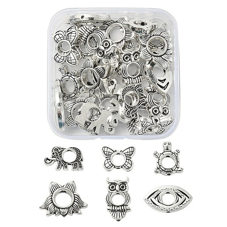 30Pcs 6 Style Tibetan Style Alloy Bead Frame FIND-YW0003-19-1