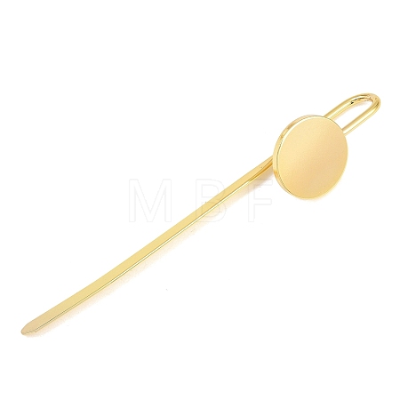 Flat Round  Iron Stamping Blank Swan Neck Bookmark Findings AJEW-B032-01C-G-1