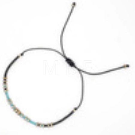 Glass Seed Bead & Brass Beads Braided Bead Bracelets DN7450-8-1