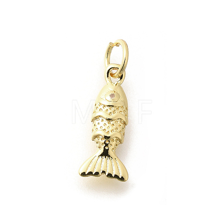 Rack Plating Natural Gemstone Fish Charms KK-L225-013G-1