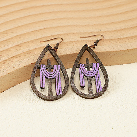 Easter Wood Dangle Earrings FS-WG72C71-03-1