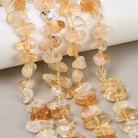 Natural Citrine(Heated) Beads Strands G-K393-B03-1
