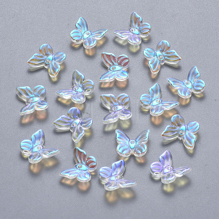 Transparent Spray Painted Glass Charms GLAA-T016-20-1
