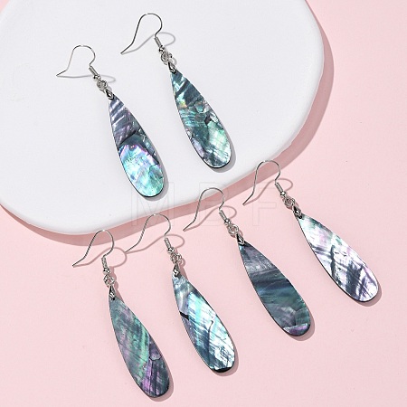 Brass Abalone Shell Dangle Earrings EJEW-C161-01A-1