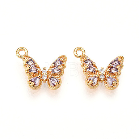 Brass Micro Pave Cubic Zirconia Charms KK-N262-112A-G-1