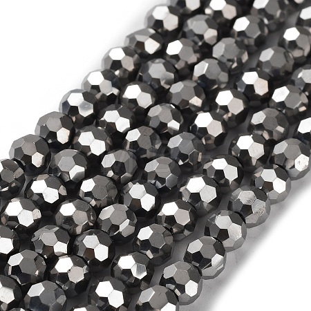 Faceted(32 Facets) Electroplate Glass Bead Strands X-EGLA-R042-6mm-06-1