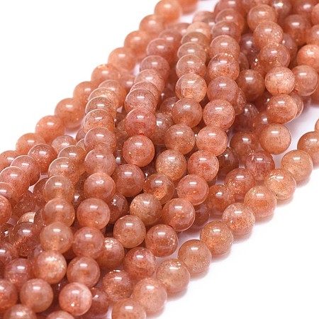 Natural Sunstone Beads Strands G-F674-09-7mm-1