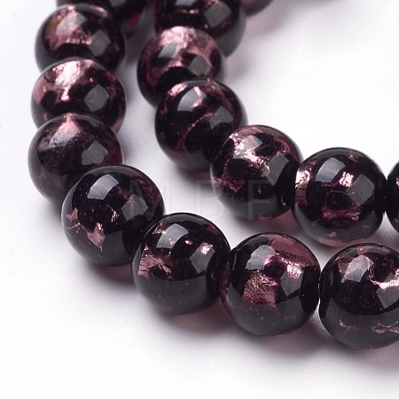 Handmade Silver Foil Lampwork Beads Strands FOIL-L016-A07-1