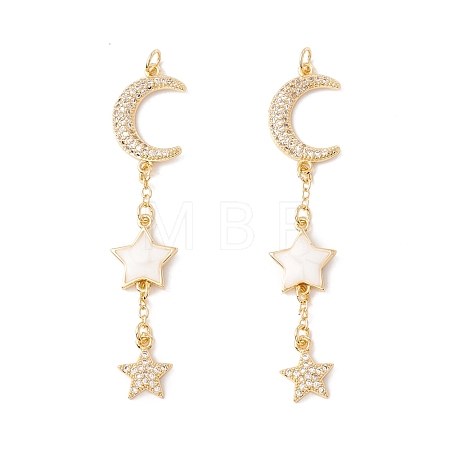Rack Plating Brass Micro Pave Clear Cubic Zirconia Big Pendants ZIRC-I057-05G-1