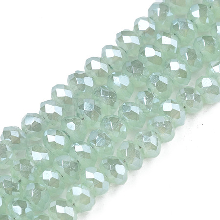 1 Strand Electroplate Imitation Jade Glass Beads Strands X-EGLA-J025-F07-1