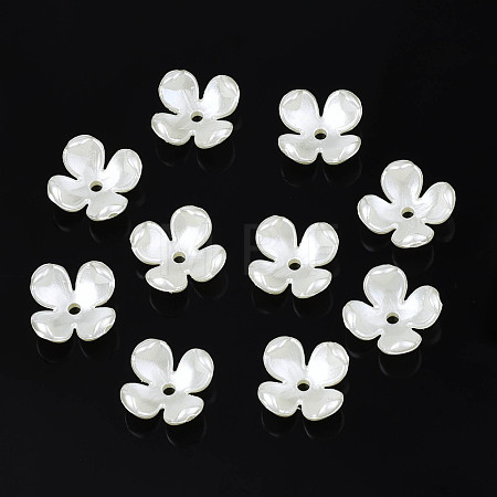 4-Petal ABS Plastic Imitation Pearl Bead Caps X-OACR-S020-31-1