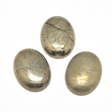Oval Natural Pyrite Cabochons X-G-I125-10-18x13mm-1